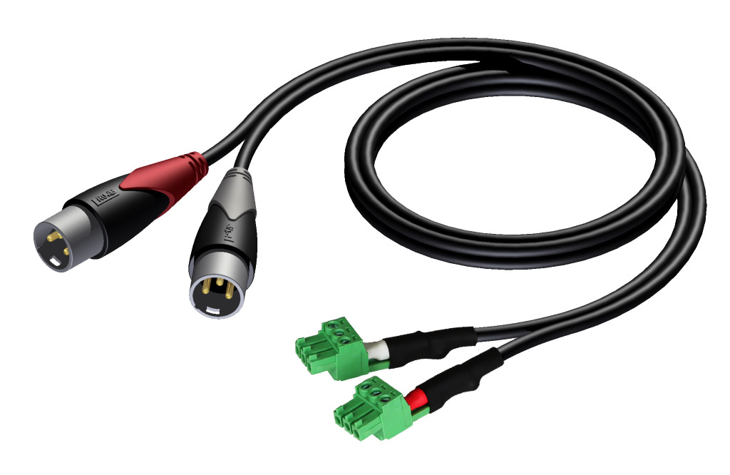 [CLA834/0.5] Procab CLA834 2xXLR M 2xTerm Block 0,5m