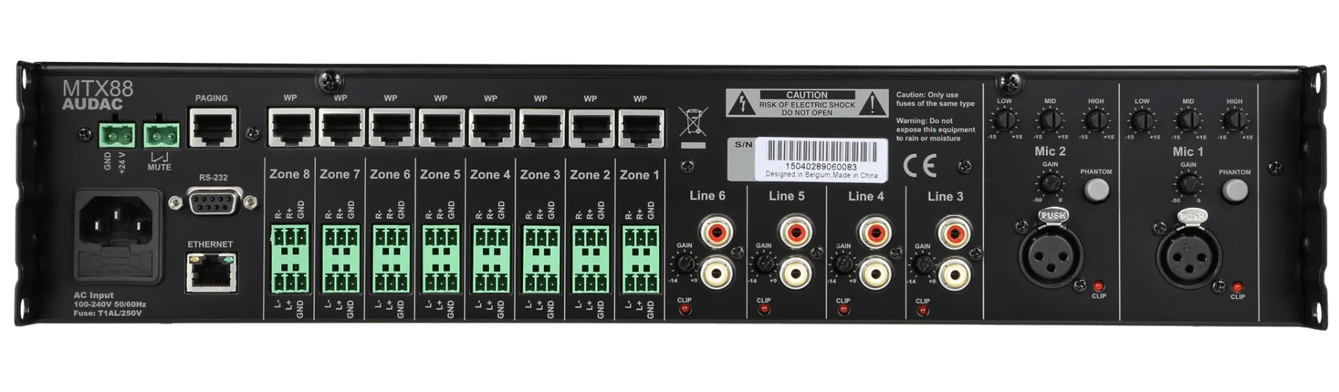 Audac MTX88, 8 -Soners Sonekontroller